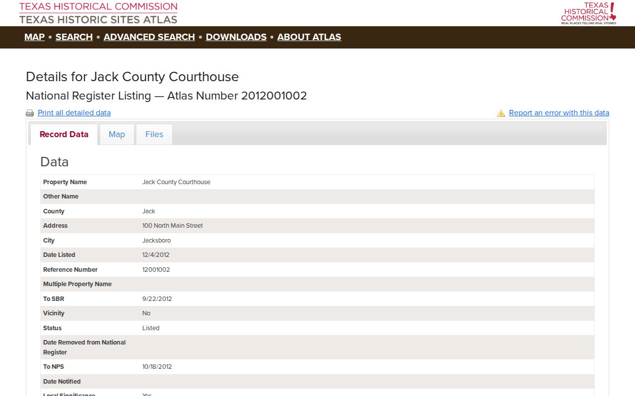 Historic Jacksboro courthouse holding Jack County criminal records